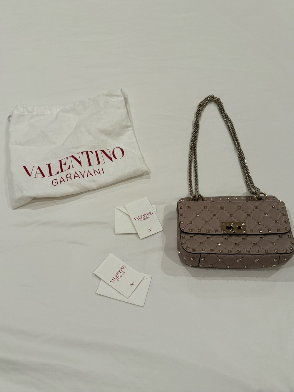 Valentino Garavani Quilted Rockstud Crossbody Bag in Taupe - Picture 2 of 6